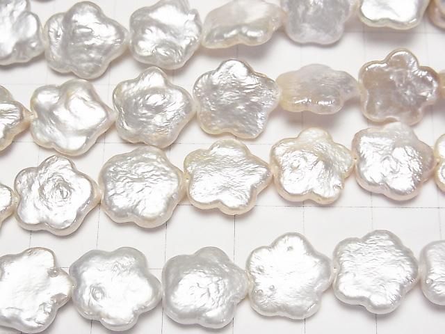 Fresh Water Pearl AA+ Flower 12x12x3mm White half or 1strand beads (aprx.15inch/37cm)