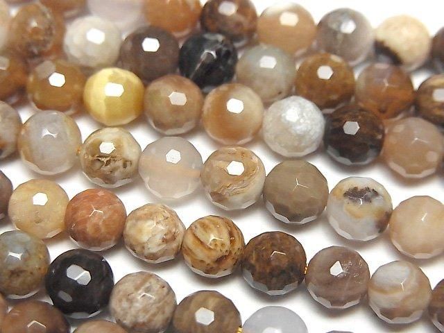Petrified Wood 128Faceted Round 6mm half or 1strand beads (aprx.15inch/36cm)