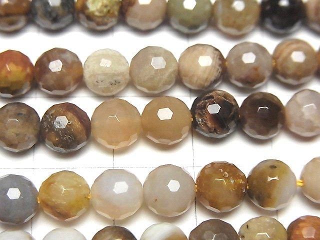 Petrified Wood 128Faceted Round 6mm half or 1strand beads (aprx.15inch/36cm)