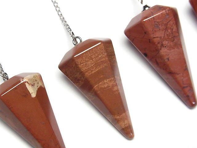 Red Jasper Pendulum 36x20x20mm with chain 1pc