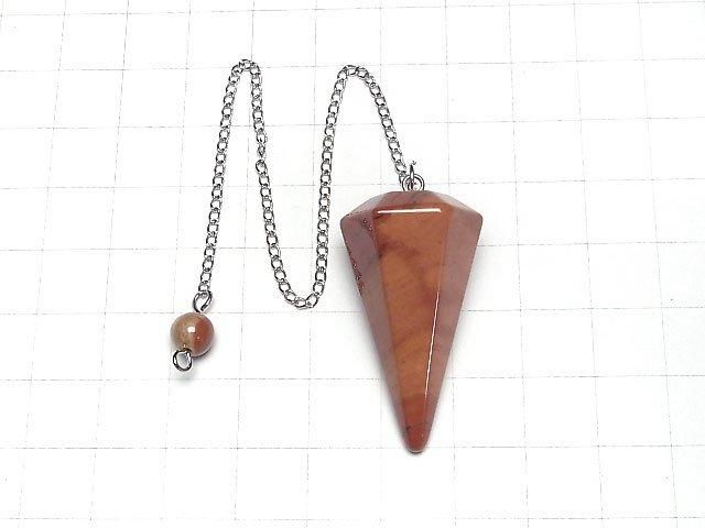 Red Jasper Pendulum 36x20x20mm with chain 1pc