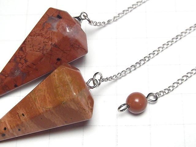 Roter Jaspis Pendel 36x20x20mm mit Kette 1Stück