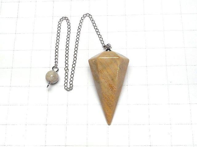 Fossil Coral Pendulum 36x20x20mm with chain 1pc