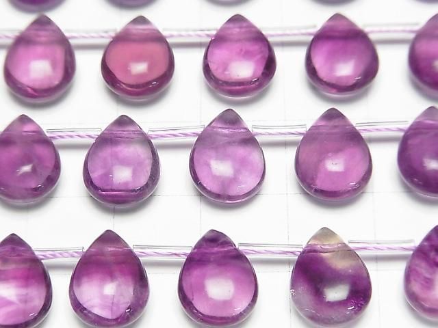 Purple Fluorite AAA- Pear shape (Smooth) 12x9mm 1strand beads (aprx.7inch/18cm)