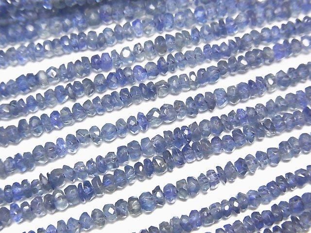High Quality Blue Sapphire AAA Faceted Button Rondelle half or 1strand beads (aprx.15inch/38cm)