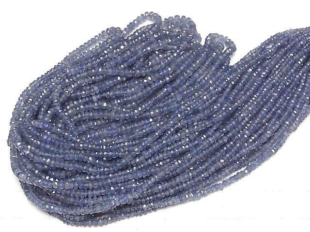 Hochwertiger Blauer Saphir AAA Facettierter Knopf Rondelle halbe oder 1Strang Perlen (ca. 15 Zoll/38 cm)