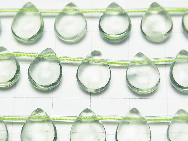 Green Fluorite AAA- Pear shape (Smooth) 12x9x5mm 1strand beads (aprx.7inch/18cm)