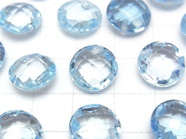High Quality Sky Blue Topaz AAA Coin Cushion Cut 12x12mm 1pc