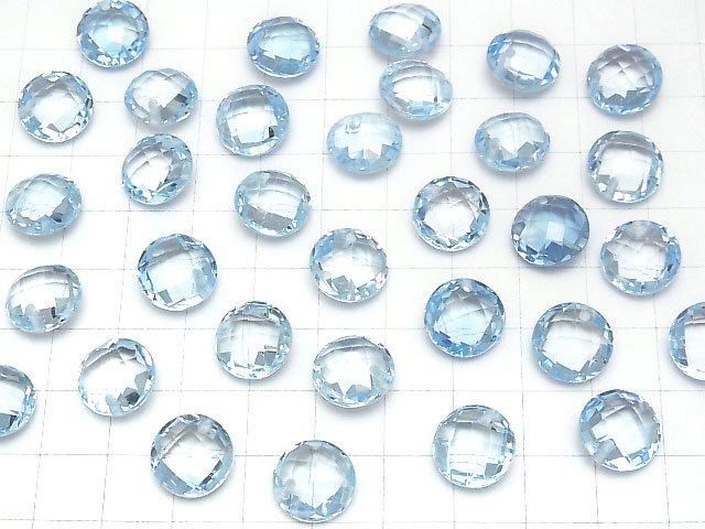 Hochwertiger Himmelblauer Topas AAA Münze Kissenform 12x12mm 1Stück