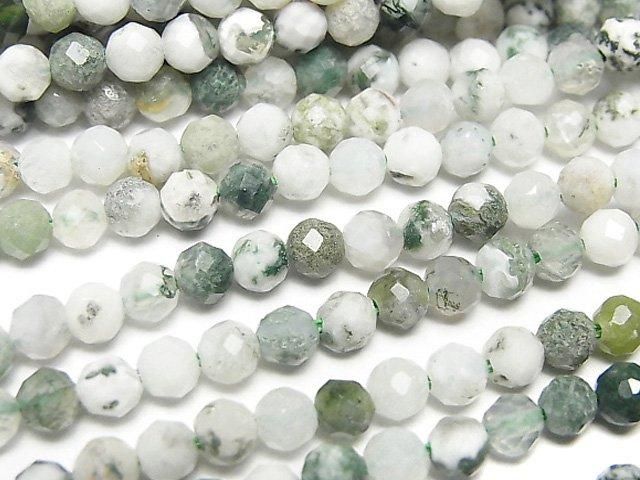 High Quality! Tree Agate Faceted Round 4mm 1strand beads (aprx.15inch/37cm)