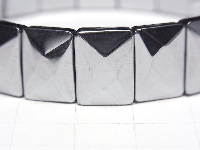 Terahertz 2-Hole Faceted Rectangle 14x10x5mm 1strand beads (Bangle Bracelet)