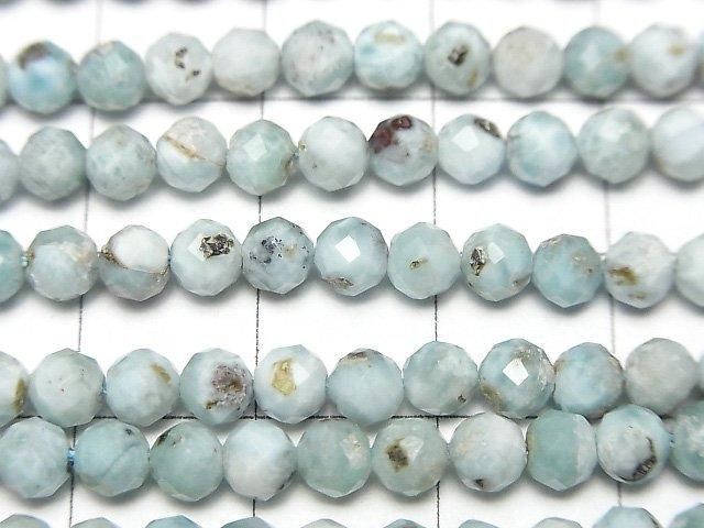 High Quality! Larimar Pectolite AA Faceted Round 4mm half or 1strand beads (aprx.15inch/36cm)