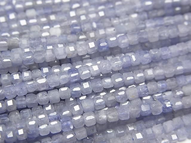 High Quality! Tanzanite AA+ Cube Shape 2x2x2mm half or 1strand beads (aprx.15inch/37cm)