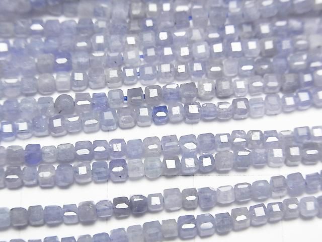 High Quality! Tanzanite AA+ Cube Shape 2x2x2mm half or 1strand beads (aprx.15inch/37cm)