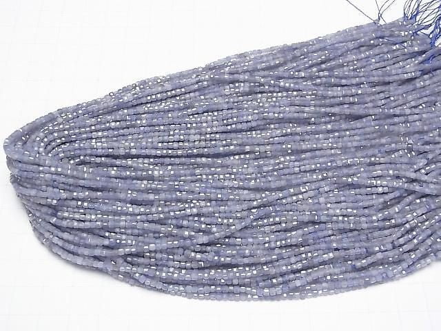 Hochwertig! Tansanit AA+ Würfelform 2x2x2mm halb oder 1Strang Perlen (ca. 15 Zoll/37 cm)