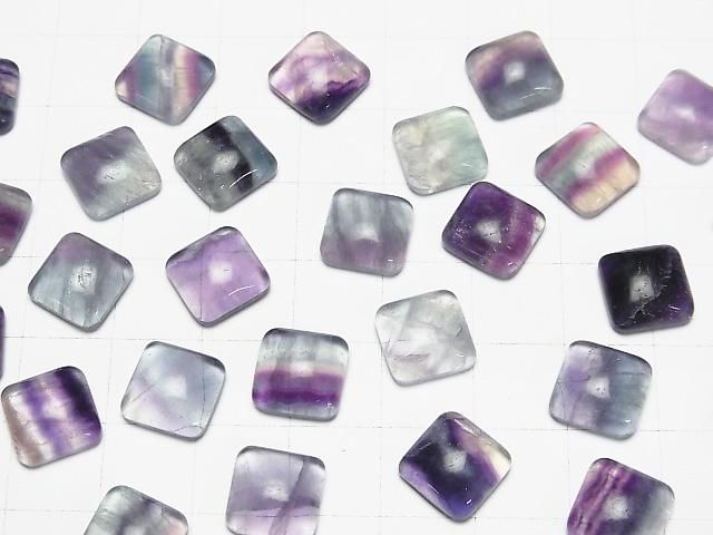 Multicolor Fluorit AA++ quadratischer Cabochon 10x10mm 5 Stück