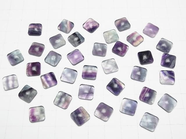 Multicolor Fluorit AA++ quadratischer Cabochon 10x10mm 5 Stück