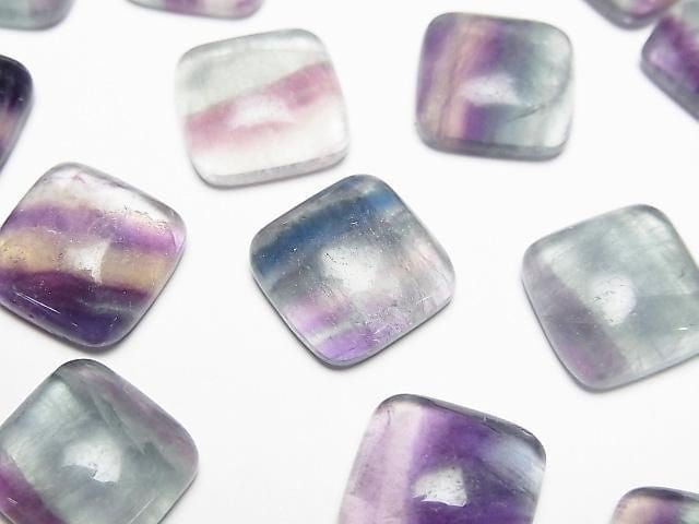 Multicolor Fluorite AA++ Square Cabochon 12x12mm 3pcs