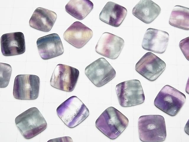 Multicolor Fluorit AA++ quadratischer Cabochon 12x12mm 3 Stück