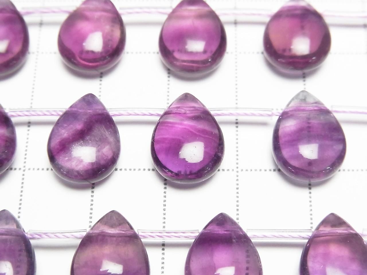 Fluorite Violet AAA - Forme Poire (Lisse) Perles 14x10mm 1 fil (env. 7 pouces/18cm)