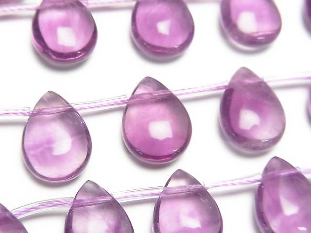 Purple Fluorite AAA- Pear shape (Smooth) 14x10mm 1strand beads (aprx.7inch/18cm)