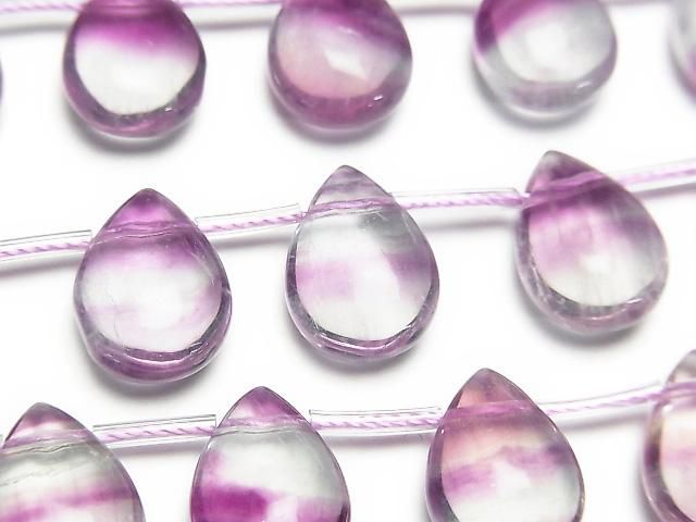 Purple Fluorite AAA- Pear shape (Smooth) 14x10mm 1strand beads (aprx.7inch/18cm)