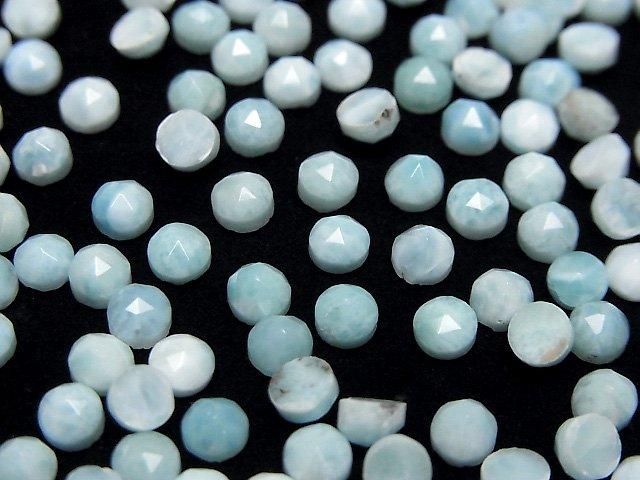 Larimar Pektolith AA+ runder Rosenschliff 4x4mm 5 Stück
