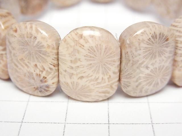 Fossilkoralle 2-Loch Oval 20x15mm 1Strang Perlen (Armband)