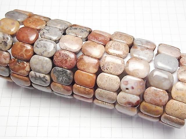 Fossilkoralle 2-Loch Oval 20x15mm 1Strang Perlen (Armband)