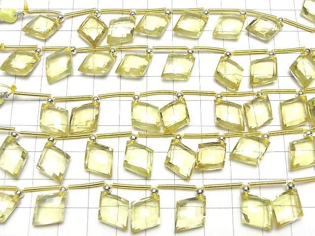 Hochwertiger Zitronenquarz AAA- Diamantform 16x12mm halb oder 1 Strang Perlen (8 Stück)