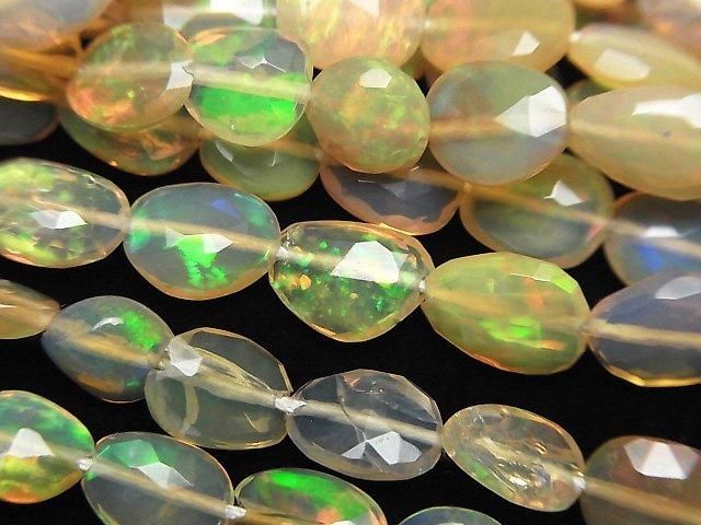 High Quality Ethiopian Opal AAA- Flat Faceted Nugget half or 1strand beads (aprx.15inch/37cm)
