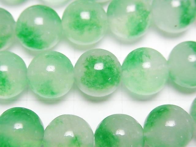 Clear x Green Jade Round 10mm 1strand beads (aprx.14inch/35cm)