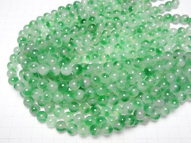 Klar x Grüner Jade Rund 10mm 1 Strang Perlen (ca. 14 Zoll/35 cm)