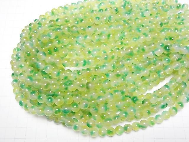 Gelb x Grüner Jade Rund 8mm 1 Strang Perlen (ca. 15 Zoll/36 cm)