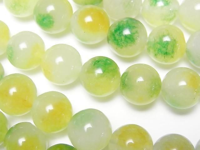 Yellow x Green Jade Round 10mm 1strand beads (aprx.15inch/36cm)