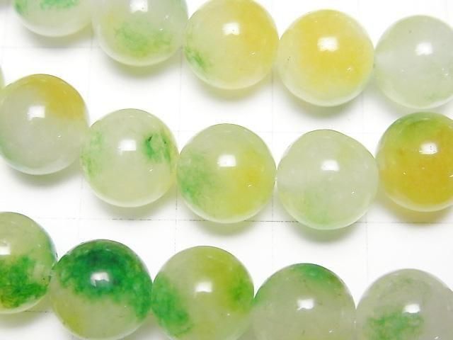 Yellow x Green Jade Round 10mm 1strand beads (aprx.15inch/36cm)