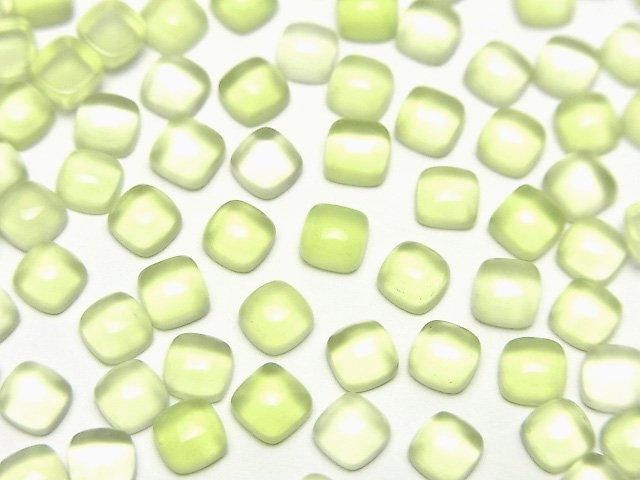 Lime Green Chalcedony AAA Square Cabochon 4x4mm 10pcs
