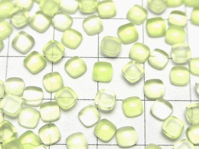 Limettengrüner Chalcedon AAA Quadrat Cabochon 4x4mm 10 Stück
