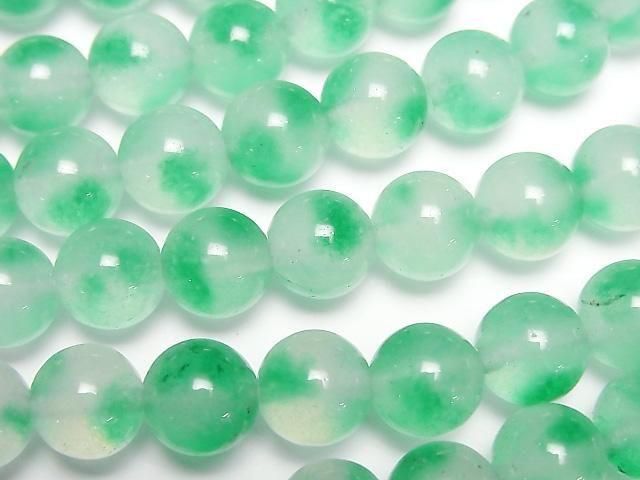 Clear x Green Jade Round 8mm 1strand beads (aprx.15inch/36cm)