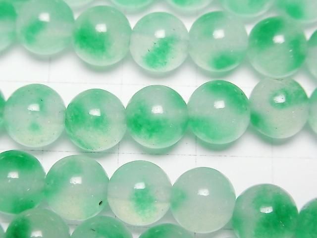 Clear x Green Jade Round 8mm 1strand beads (aprx.15inch/36cm)