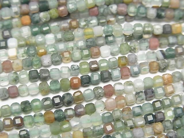 High Quality! Indian Agate Cube Shape 2x2x2mm 1strand beads (aprx.15inch/37cm)