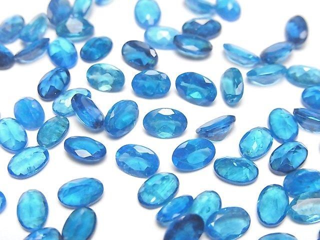 High Quality Neon Blue Apatite AAA- Loose stone Oval Faceted 6x4mm 2pcs