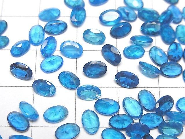 Hochwertiger Neonblauer Apatit AAA- Lose Steine Oval Facettiert 6x4mm 2Stück