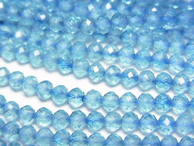 High Quality! Blue color Topaz AA+ Round - Semi-Faceted Round 3.5mm 1strand beads (aprx.15inch/37cm)