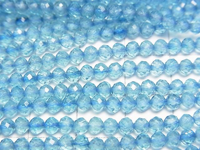 High Quality! Blue color Topaz AA+ Round - Semi-Faceted Round 3.5mm 1strand beads (aprx.15inch/37cm)