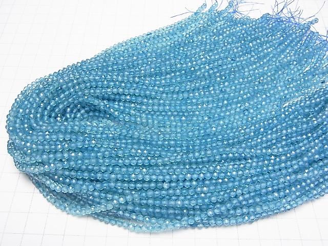 Hochwertig! Blauer Topas AA+ Rund - Semi-Facettiert Rund 3.5mm 1Strang Perlen (ca. 15Zoll/37cm)