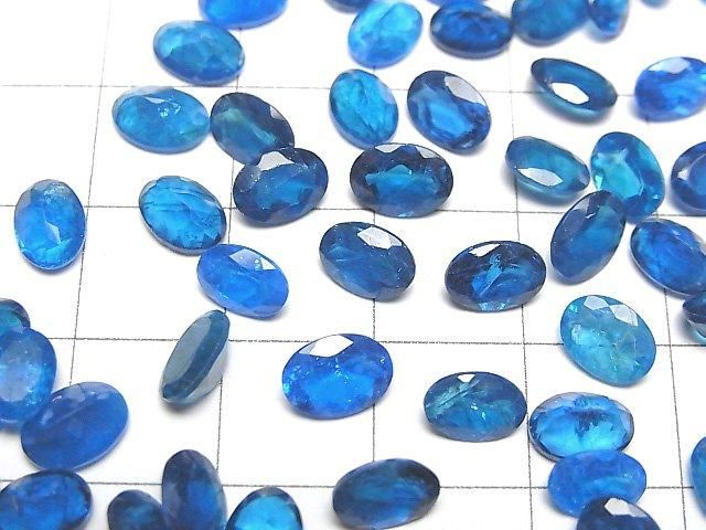 Hochwertiger Neonblauer Apatit AAA- Lose Steine Oval Facettiert Größenmix 2Stück