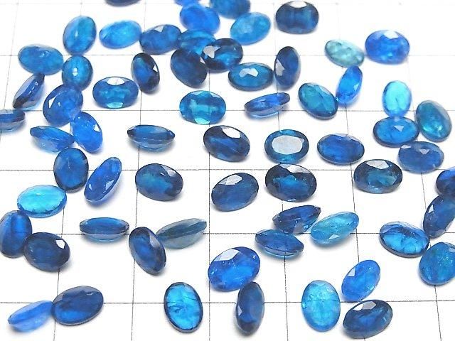 Hochwertiger Neonblauer Apatit AAA- Lose Steine Oval Facettiert Größenmix 2Stück