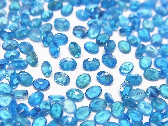 High Quality Neon Blue Apatite AAA- Loose stone Oval Faceted 4x3mm 5pcs
