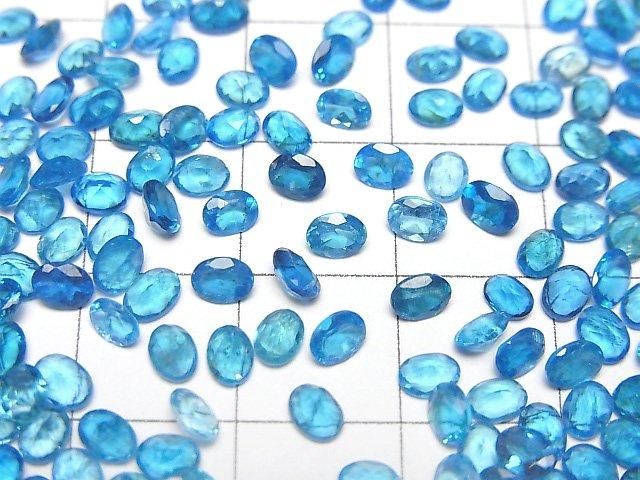 Hochwertiger Neonblauer Apatit AAA- Lose Steine Oval Facettiert 4x3mm 5Stück